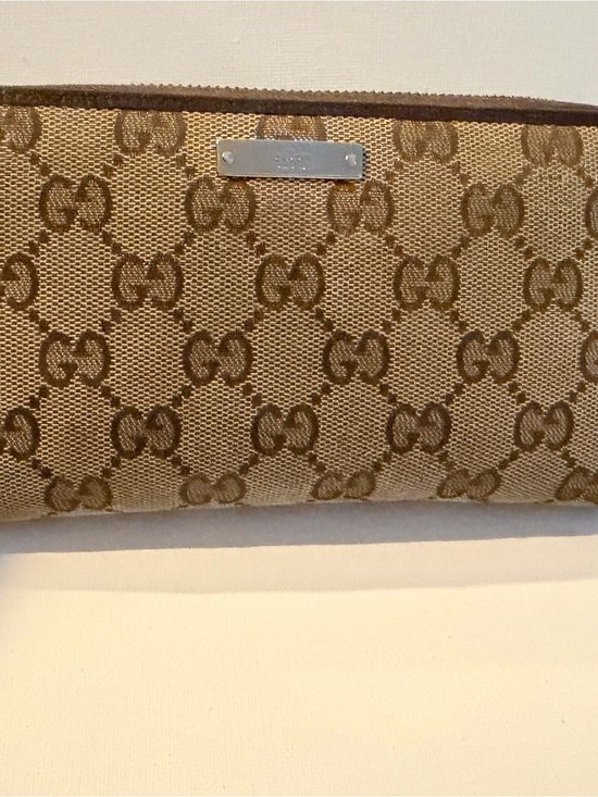 Gucci Handbags - Gucci Brown and Beige GG Canvas Zip Wallet